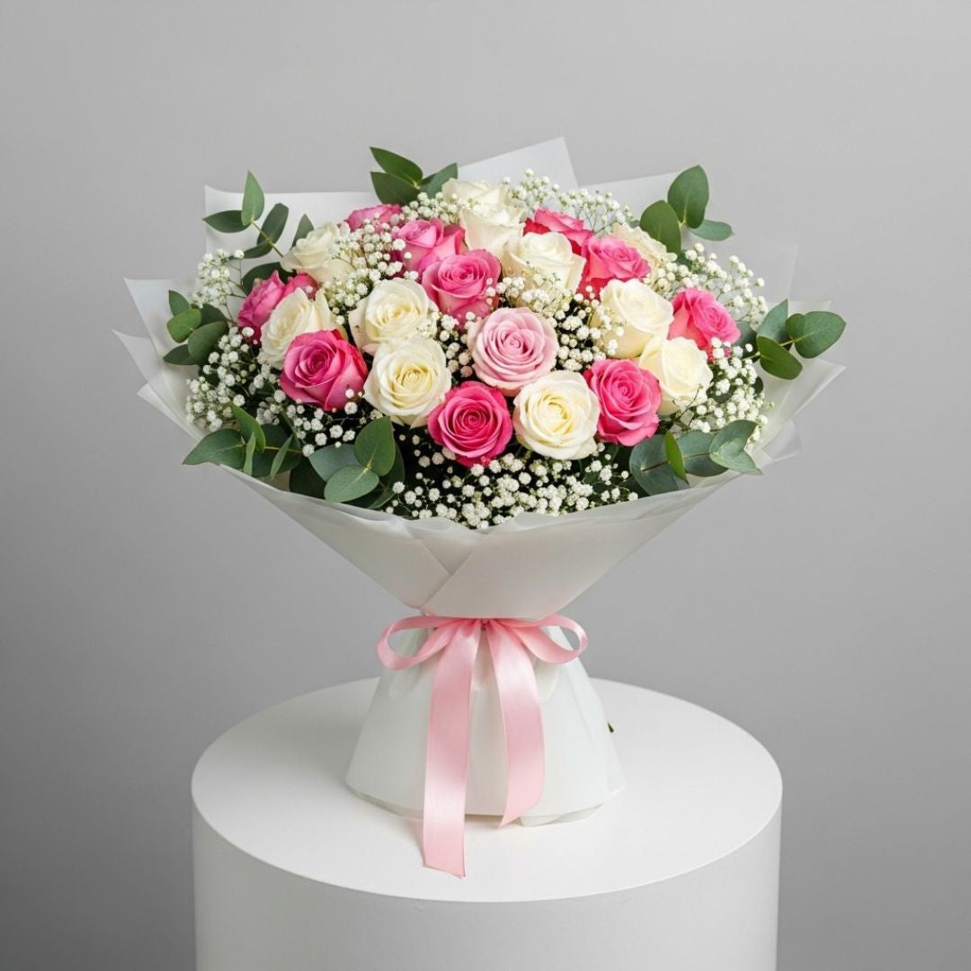 Pink & White Roses for Mother