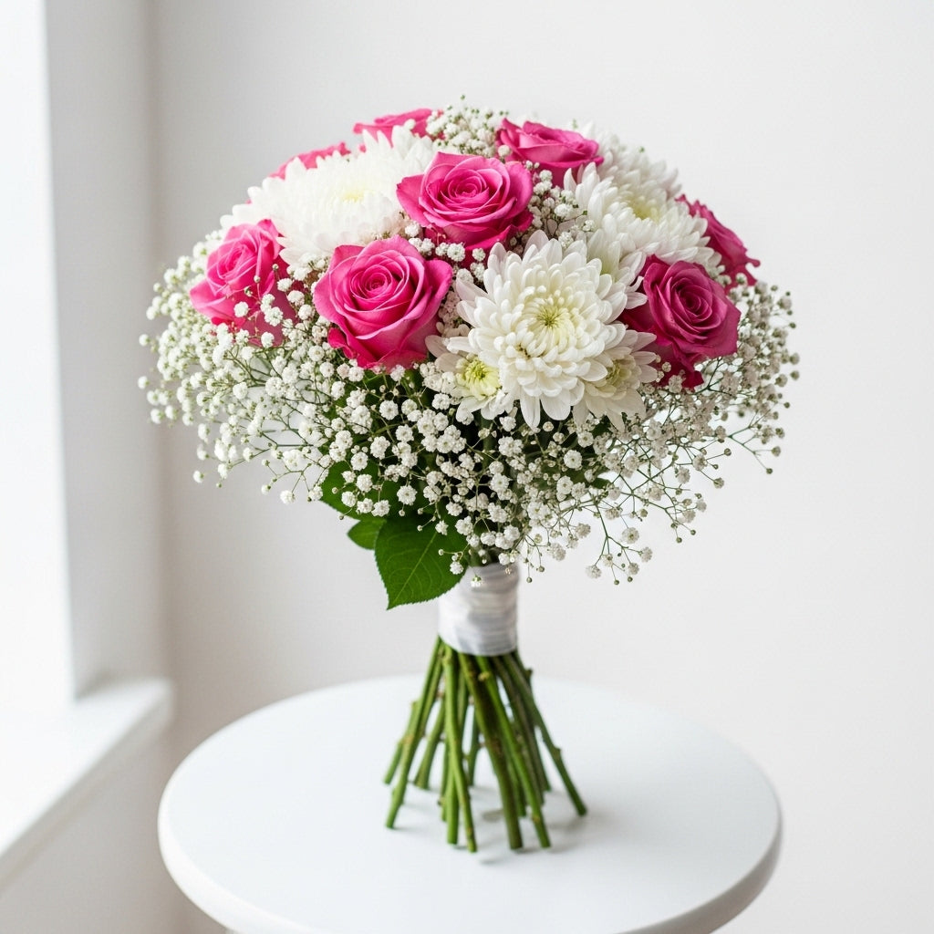 Pink Roses Chrysanthemums Bridal Bouquet