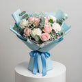 White Carnations Roses Elegant Bouquet