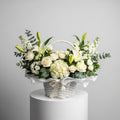 White Roses Lilies Hydrangea Basket