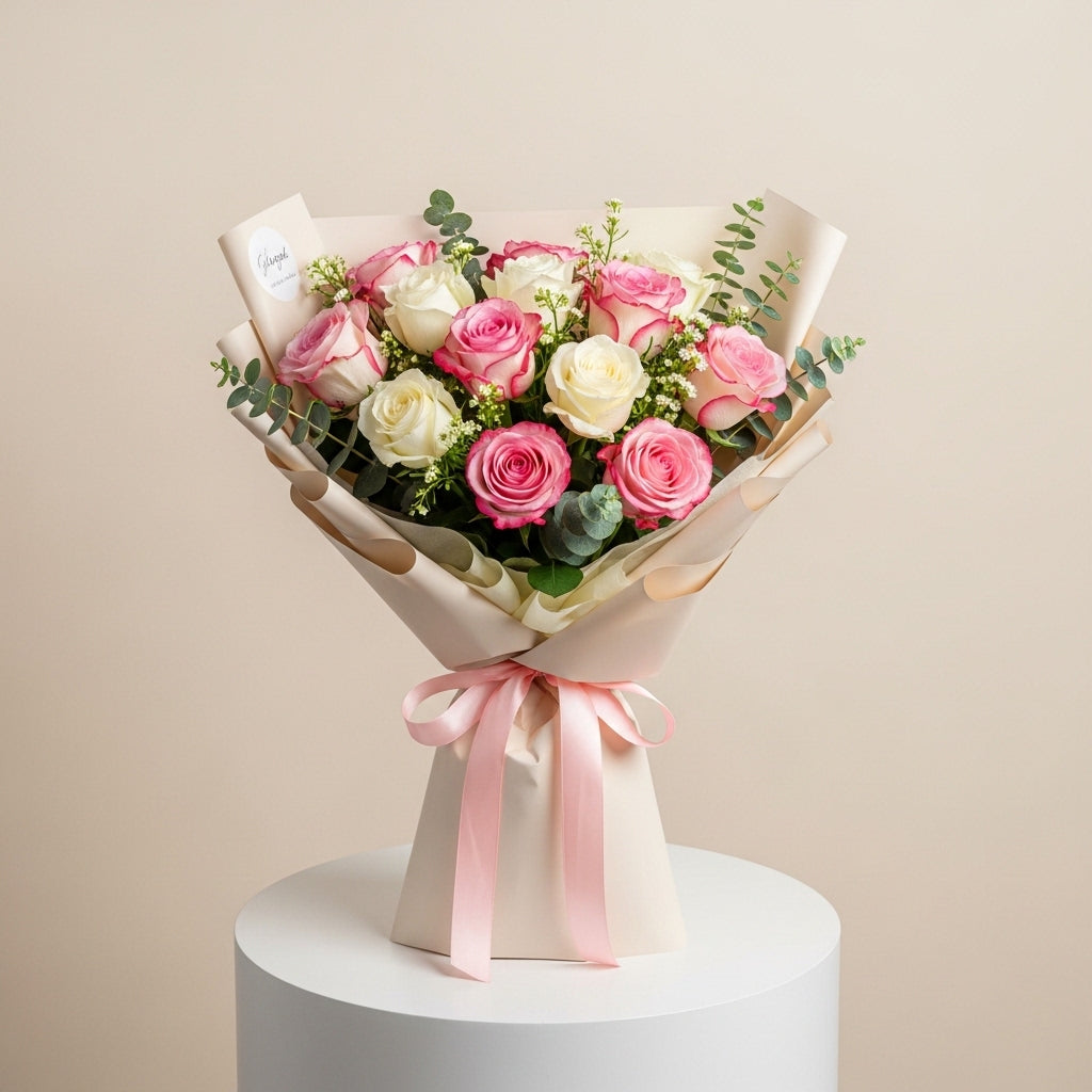 Pink White Roses Mother Bouquet