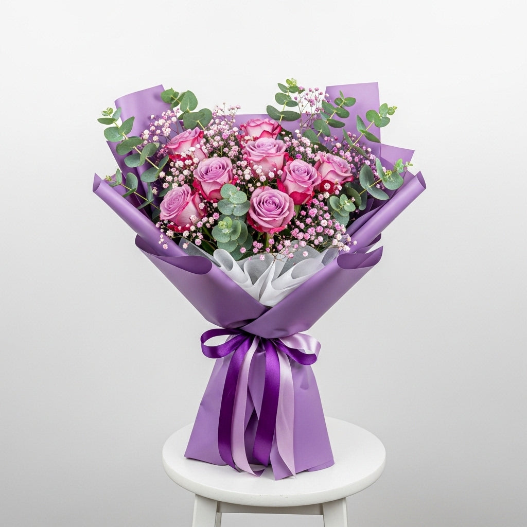 Purple Roses Elegant Bouquet