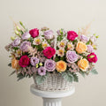 Mixed Roses Carnations Celebration Basket