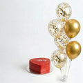 Red Heart Cake & Golden Balloons Set