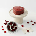Red Heart Cake with Roses Combo