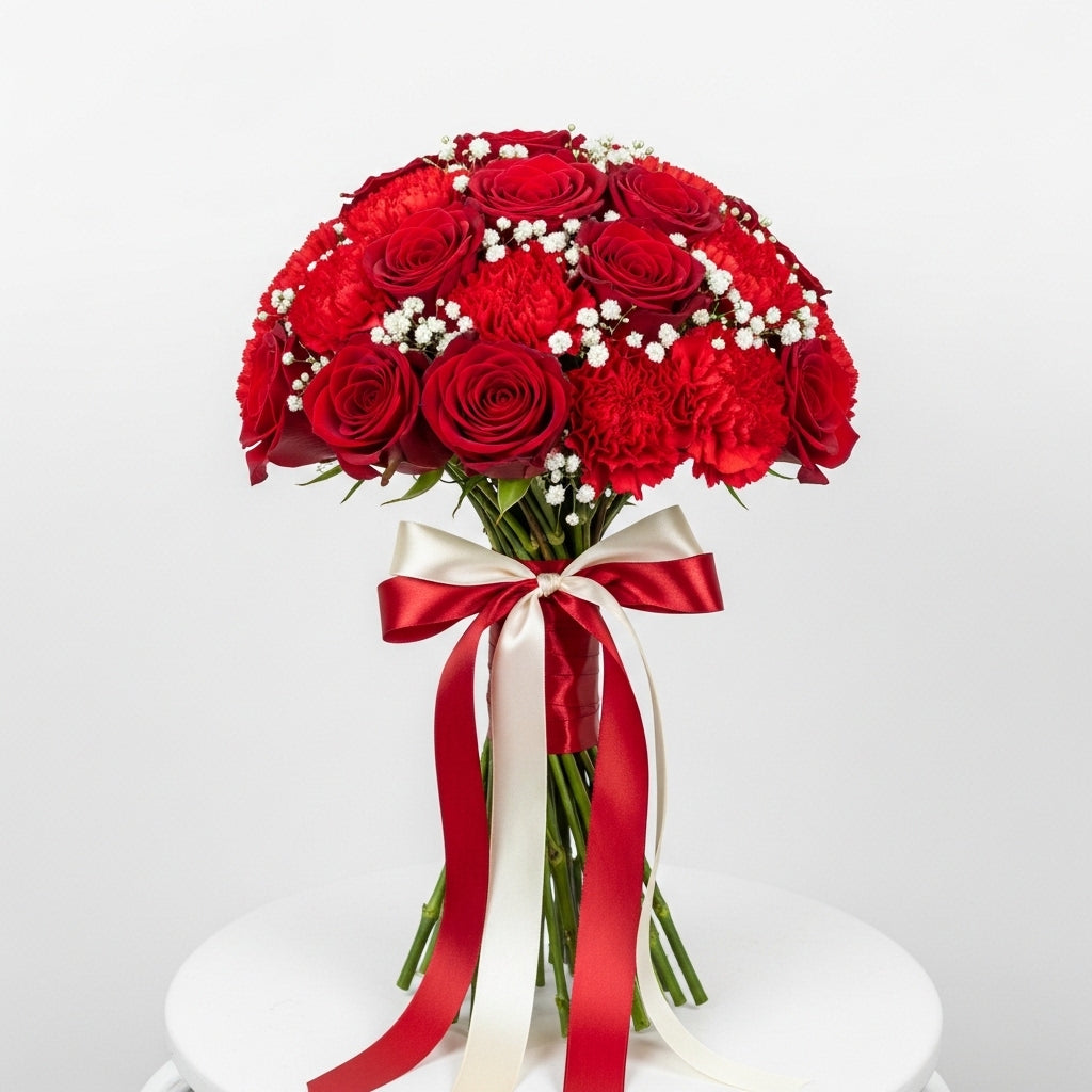 Red Roses Carnations Bridal Bouquet
