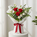 Red Roses & White Eustoma Bouquet