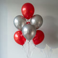 3 Red 3 Silver Party Balloons