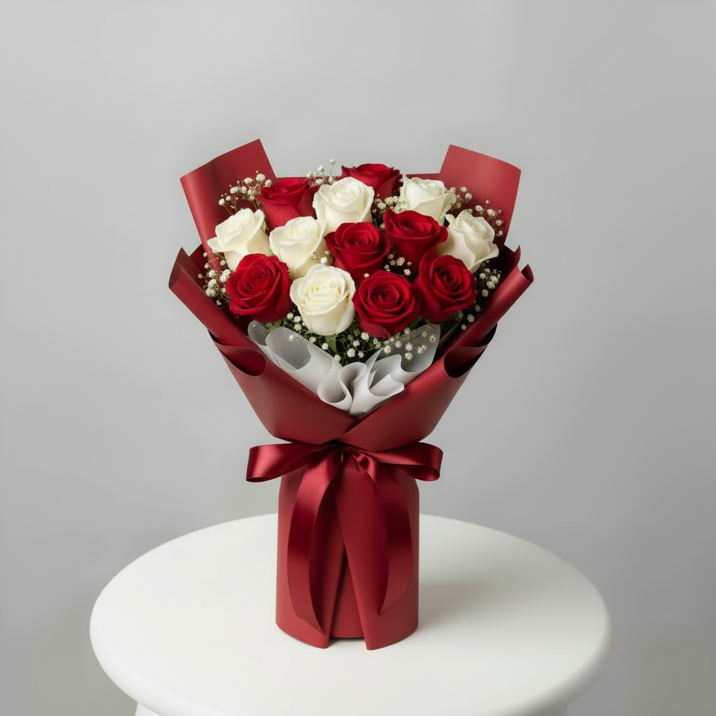 Red White Rose Bouquet