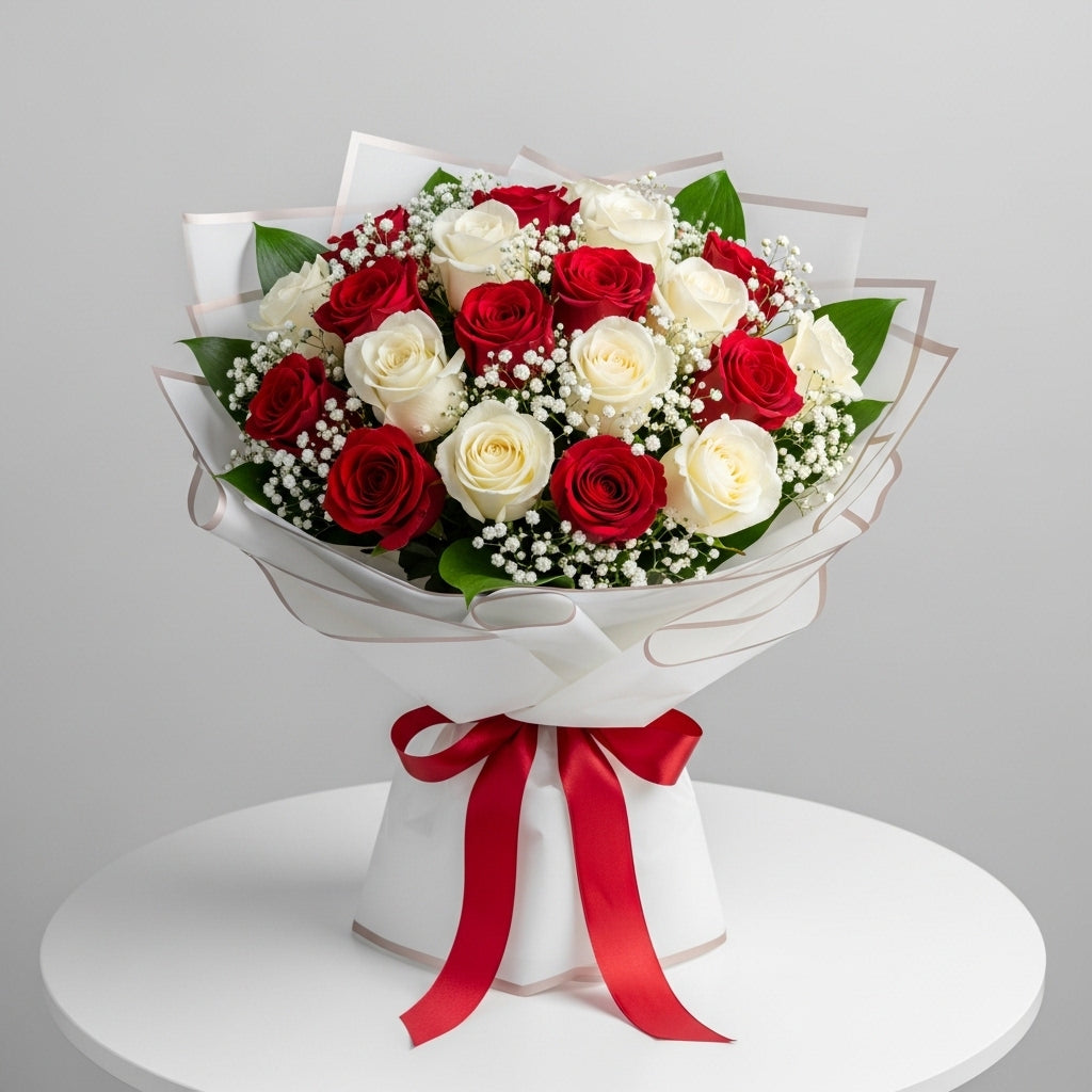 Red White Roses Bouquet