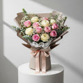Pink White Roses Graduation Bouquet