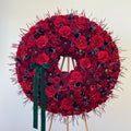 Red Flowers Sympathy Tribute Wreath