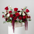 Red Roses Carnations Eustoma Basket