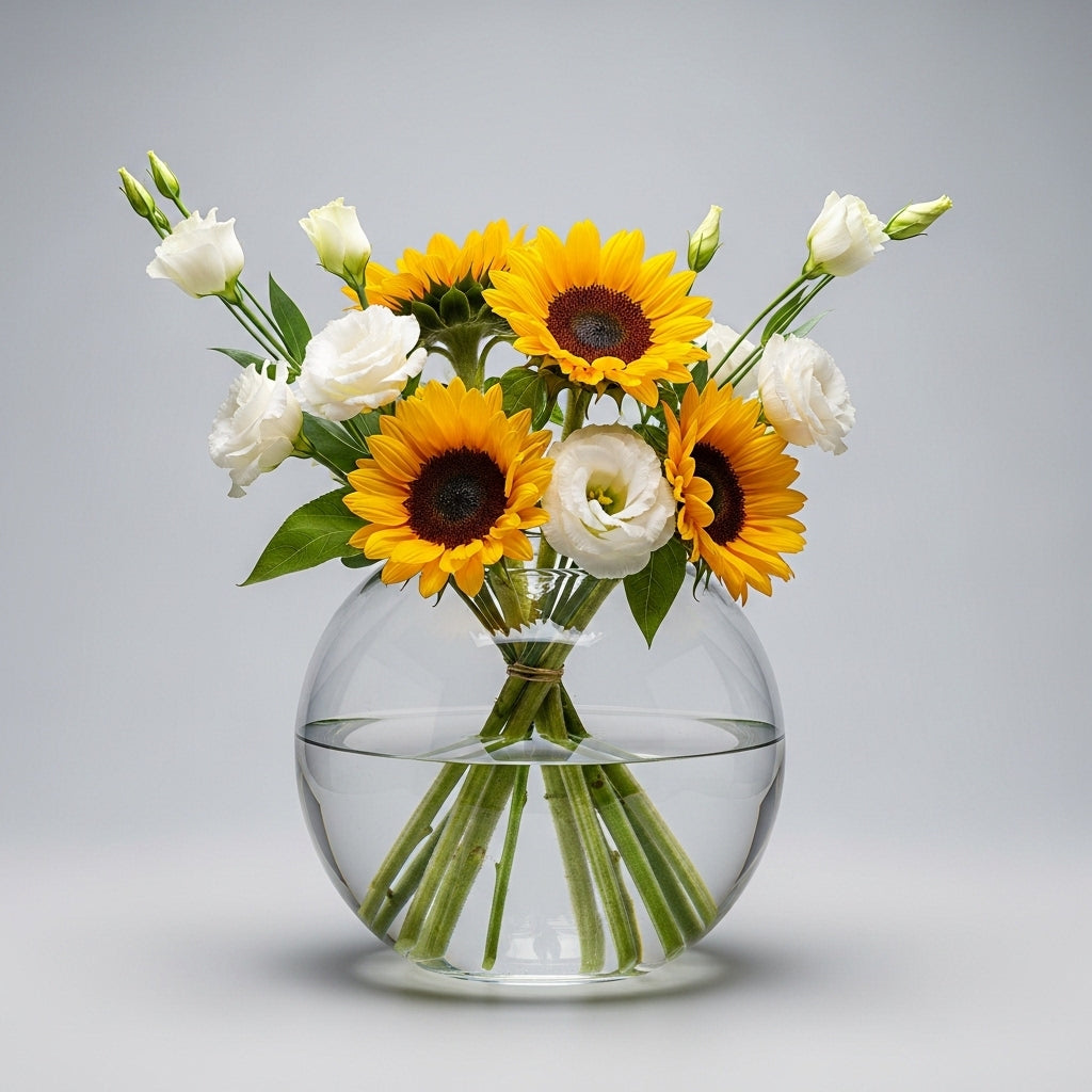 Sunflowers White Eustoma Bouquet