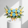 Yellow Roses Blue Chrysanthemums Box
