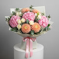 Peach White Roses Basket Arrangement