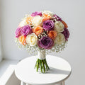 Lavender Peach White Roses Bouquet