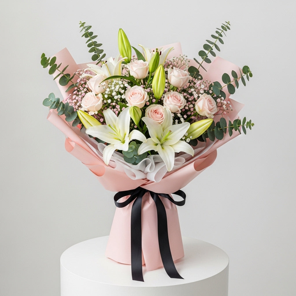 Jumeliya Baby Roses Lilies Bouquet