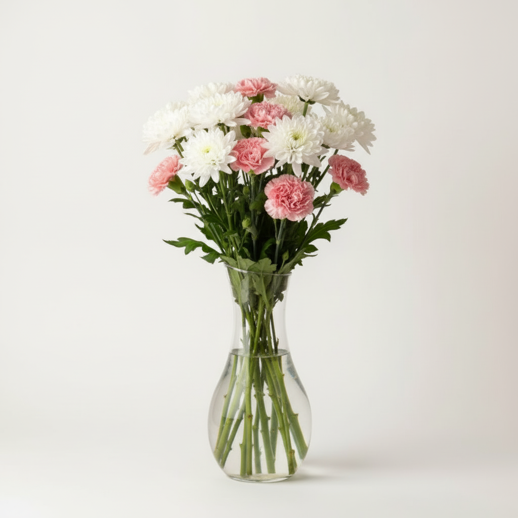 White Chrysanthemums Pink Carnations Bouquet