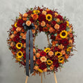 Sunflowers Roses Sympathy Wreath