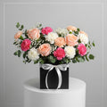 Mixed Carnations Peach Roses Box