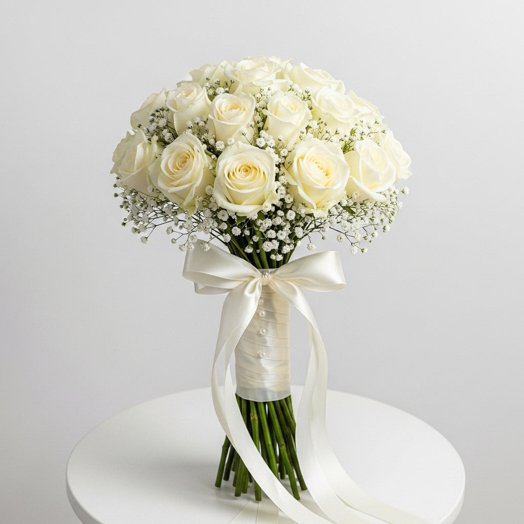 White Roses Bridal Bouquet