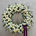 White Roses Blue Hydrangea Wreath