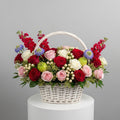 Mixed Roses Matthiola Elegant Basket