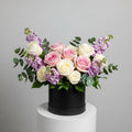 Pink White Roses Matthiola Box