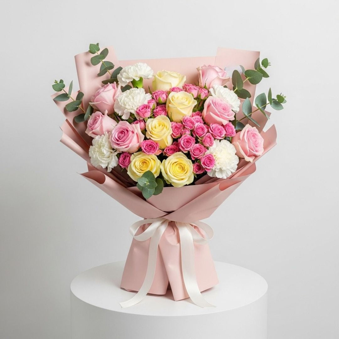 Pink White Carnations Elegant Bouquet